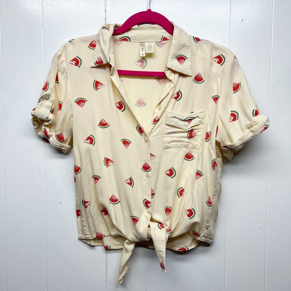 Japna Womens Shirt Medium Novelty Festival Event Casual Boho Beachy Gilry Flirty